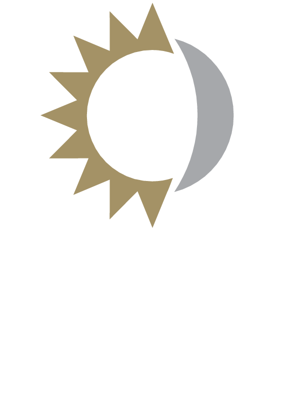 Un logo con un sole e un testo.