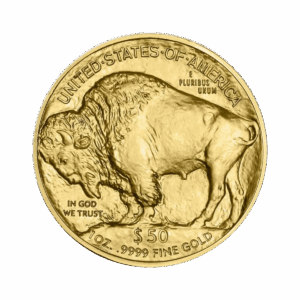 Il Bufalo Americano Oro 2025 da 1 oz presenta un grande bufalo americano e le iscrizioni: UNITED STATES OF AMERICA, E PLURIBUS UNUM, IN GOD WE TRUST, 50, 1 OZ. .9999 FINE GOLD.