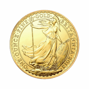 La moneta d'oro da 1 oz Britannia Oro Anni misti raffigura Britannia con tridente e scudo, circondata dall'iscrizione "ONE OUNCE FINE GOLD BRITANNIA 2015".